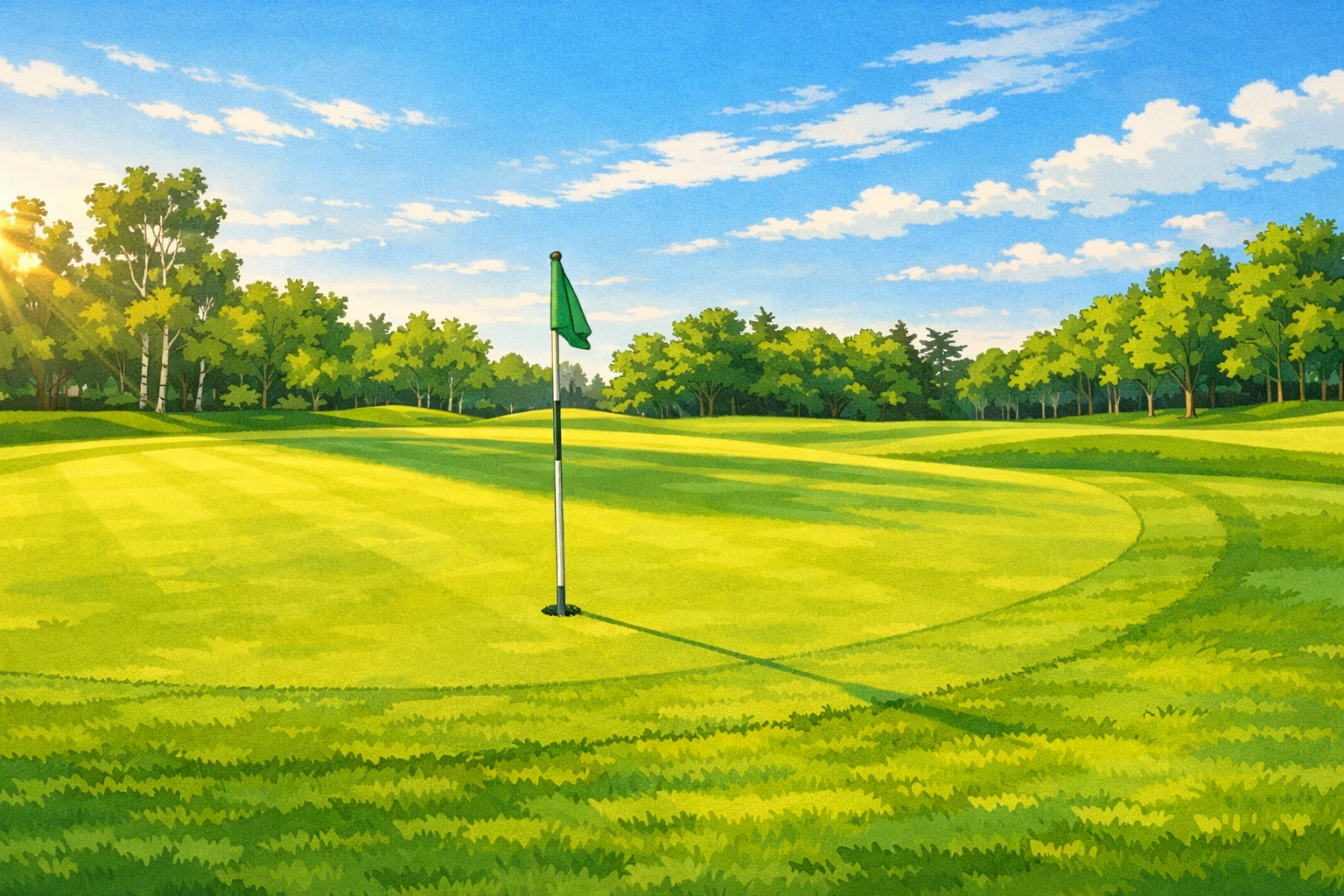 flag on green golf course